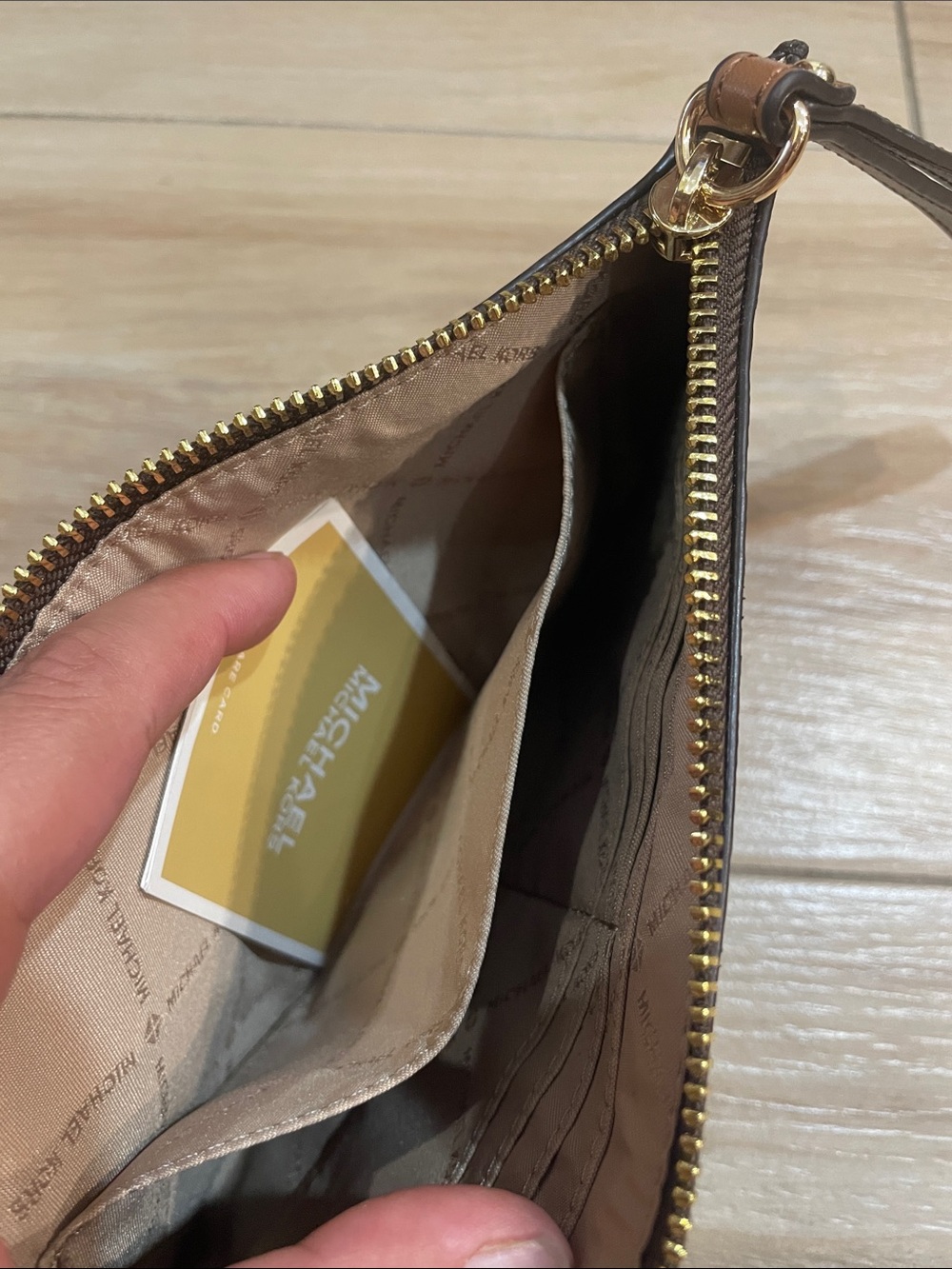 Michael Kors Brown Monogram Wristlet Clutch - Picture 6 of 8